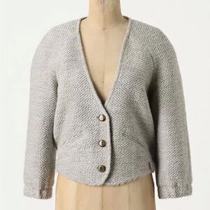 elevenses Light Gray Textured V-Neck Button Cardigan